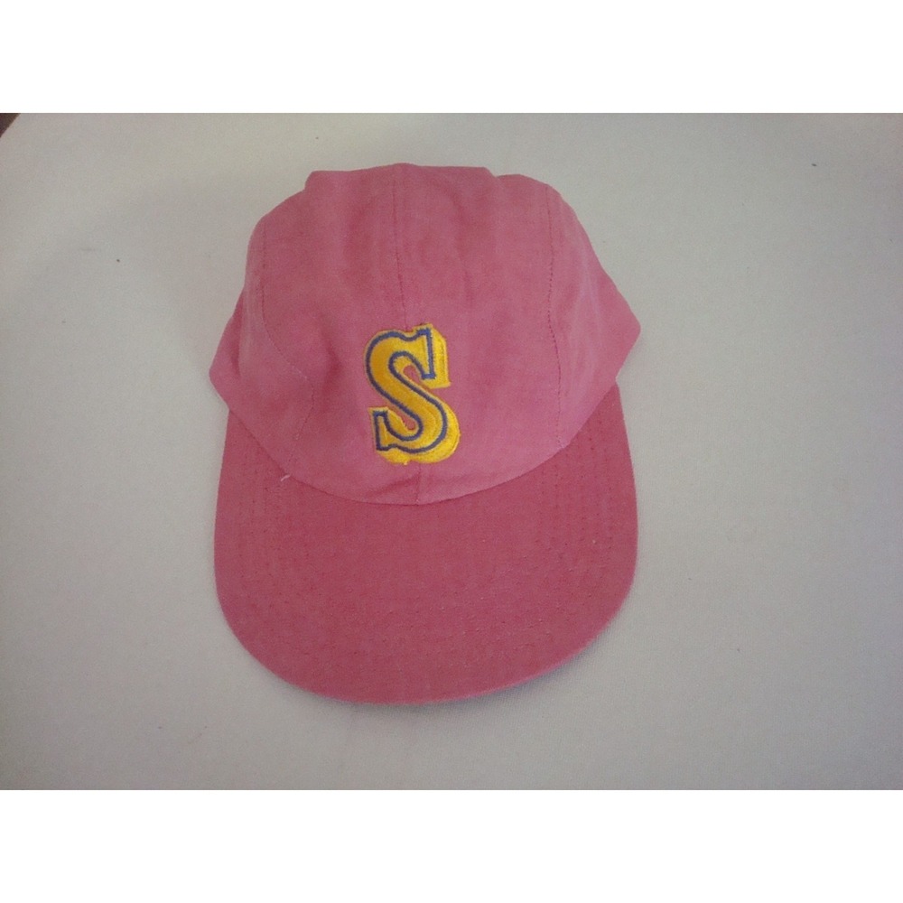 SEATTLE MARINERS   DUCKBILL  PINK  STRETCH OSFM 90S HAT CAP VINTAGE DEADSTOCK A1